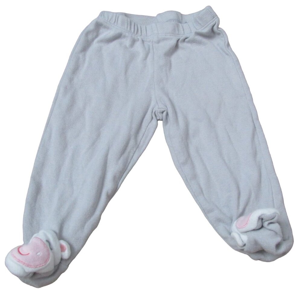 Carters Pull On Footed Sweatpants Infant Girls Size 6M Gray Cow Elastic‎ Joggers